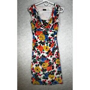 Phase Eight Dress Size XS/Small Floral Stretch Ruched Cowl Neck Sheath Bodycon